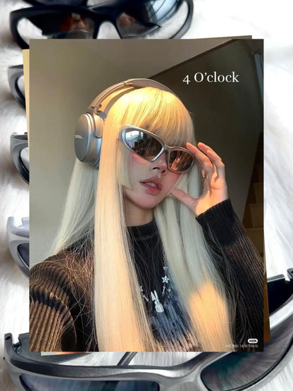 S09: Pinteresty Y2k Sports Sunglasses - Silver + Silver (with box) Unisex