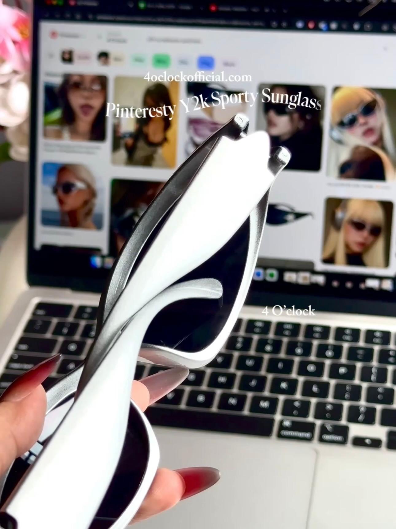 S09: Pinteresty Y2k Sports Sunglasses - Silver + Silver (with box) Unisex