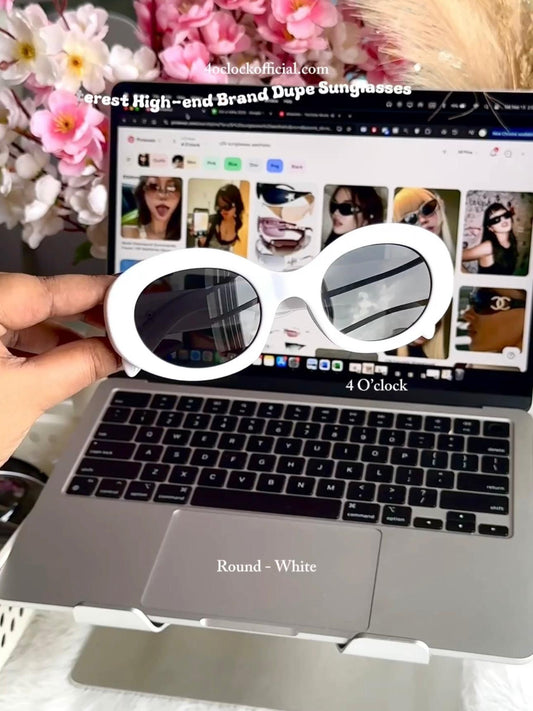 S13: Pinteresty High-End Brand Dupe Round Sunglasses - White (with box)