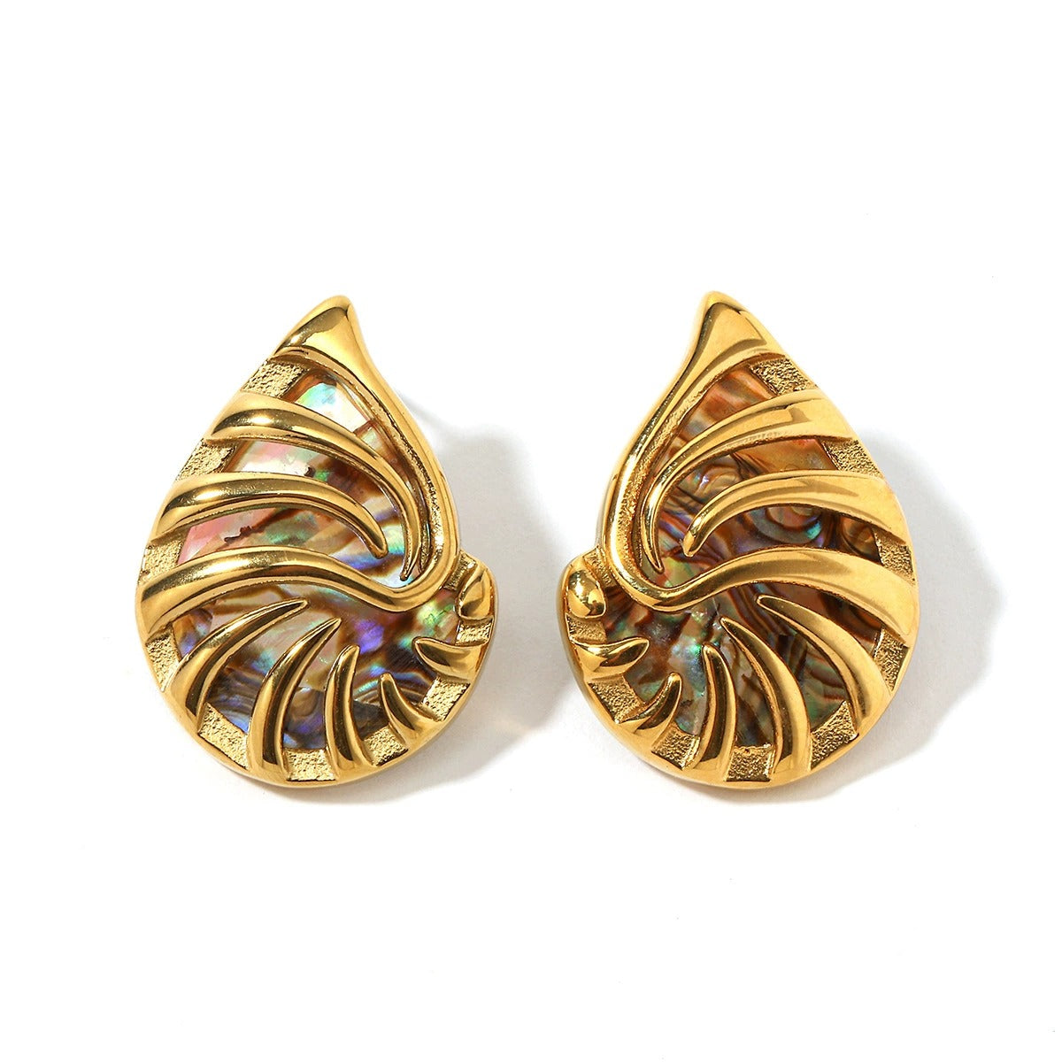 GE27: 18K Gold Plated Premium Stainless Steel Statement Earrings: Moana