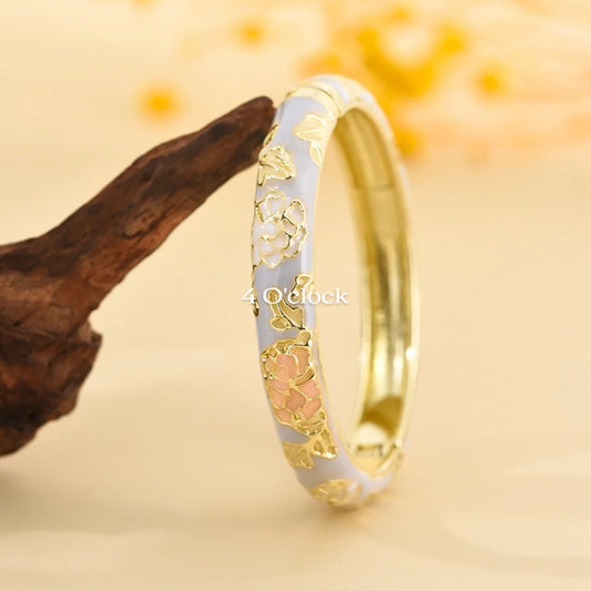 ✨🦢VC89: Vintage Victorian Enamel Bangles : Ivory Garden 🌸🕯️