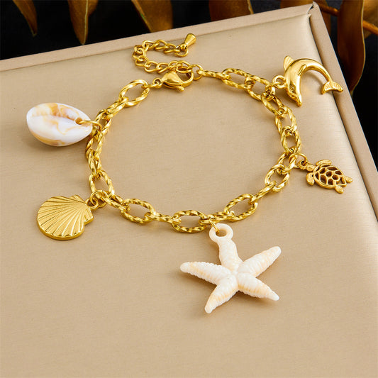 BN40: 18K Gold Plated Premium Stainless Steel Charm Bracelet