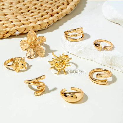 ✨RS93: Maximalistic Finger Ring Sets (Golden) - 8pcs (Full set adjustable)