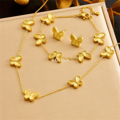 CS16: 18K Gold Plated Premium Stainless Steel Charm Necklace Set