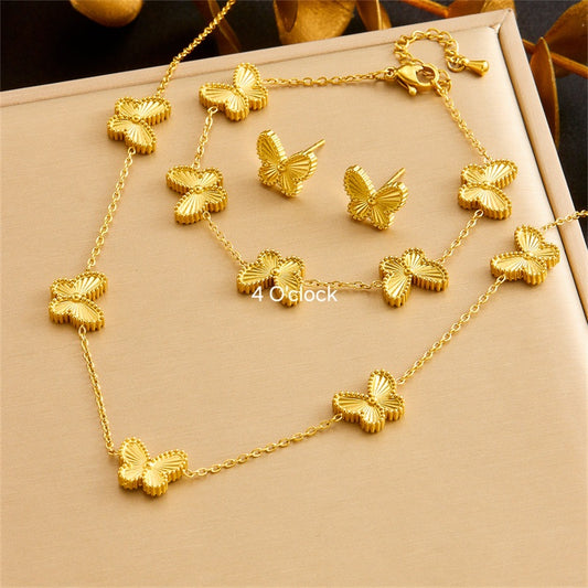 CS16: 18K Gold Plated Premium Stainless Steel Charm Necklace Set