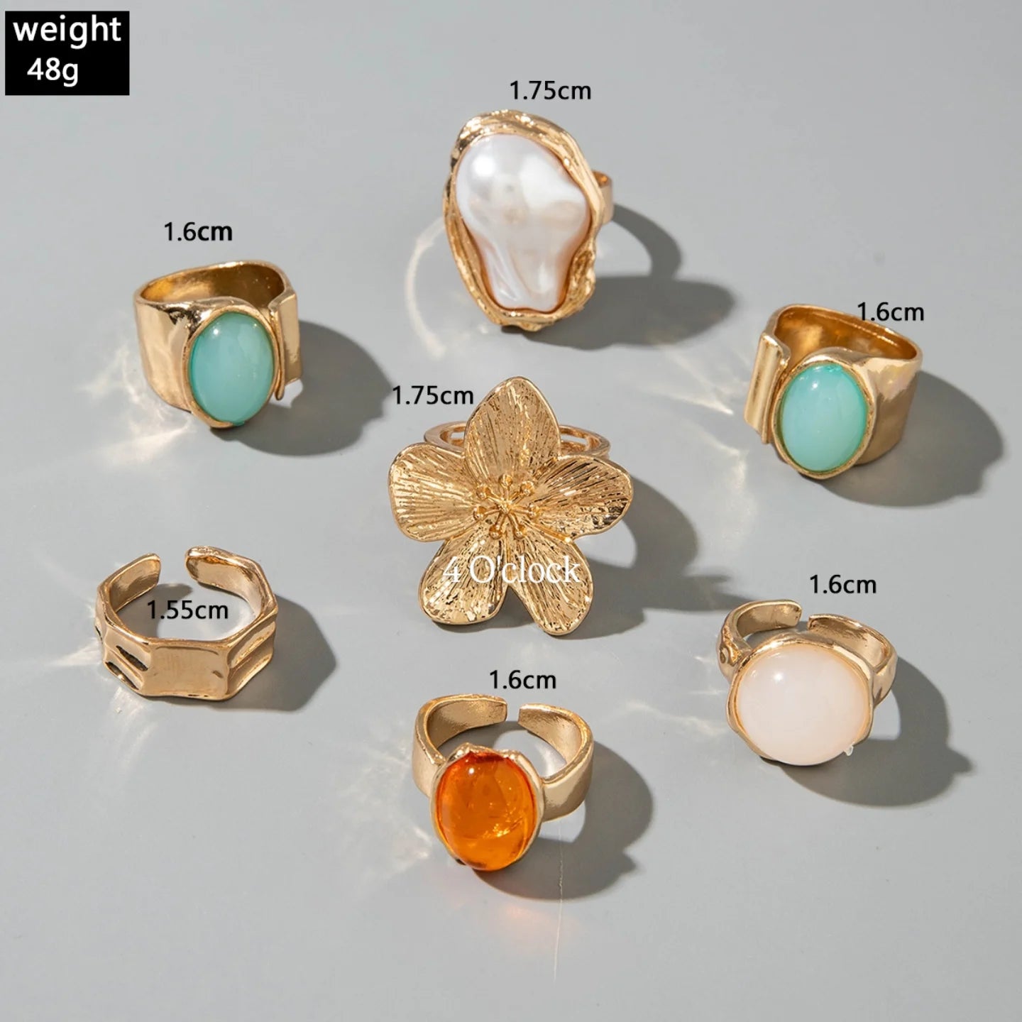 ✨RS79: Maximalistic Finger Ring Sets (Golden) - 7pcs (Full set adjustable)