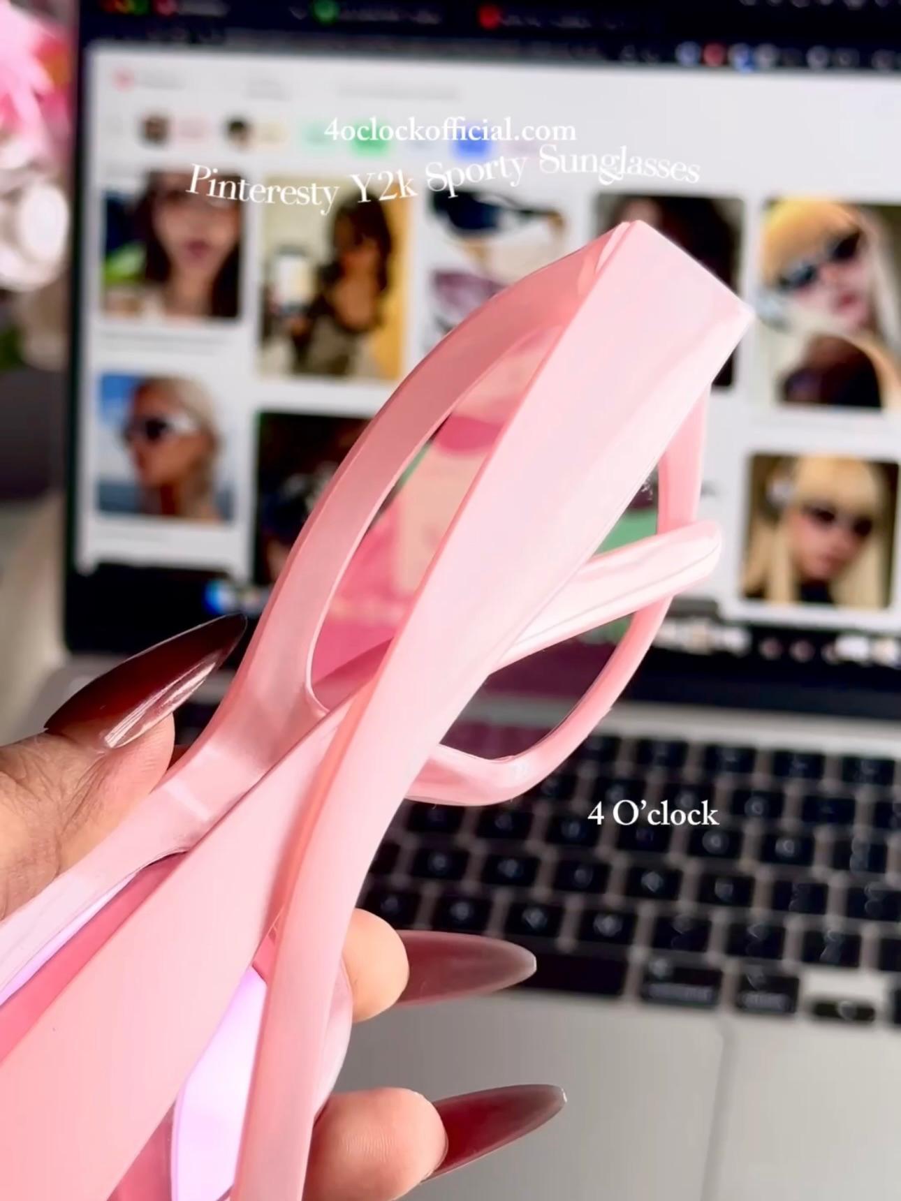 S10: Pinteresty Y2k Sports Sunglasses - Pink Glazed (with box)