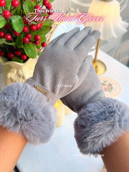 Fur Gloves: Grey