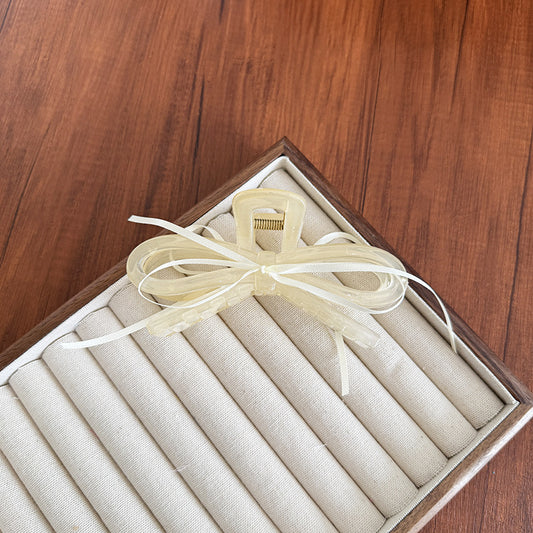 Dainty Ribbon Hairclaws: Apricot