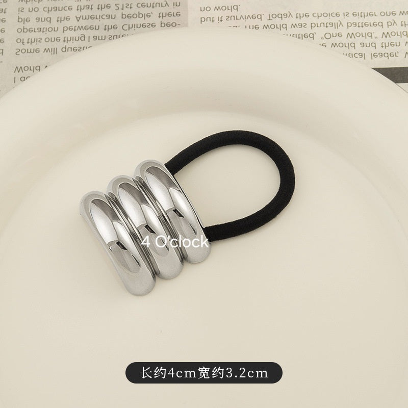 Pinteresty Chunky Hairband: Three-layer Arc Silver