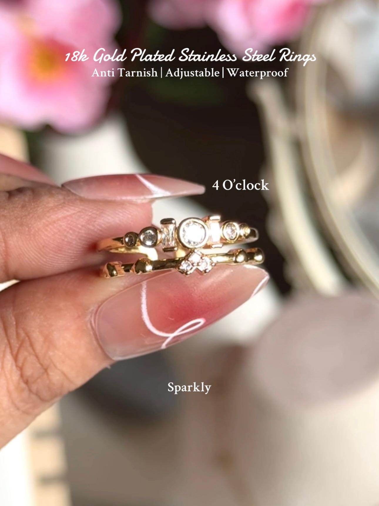 💍18k gold plated Stainless steel Finger rings: Sparkly✨