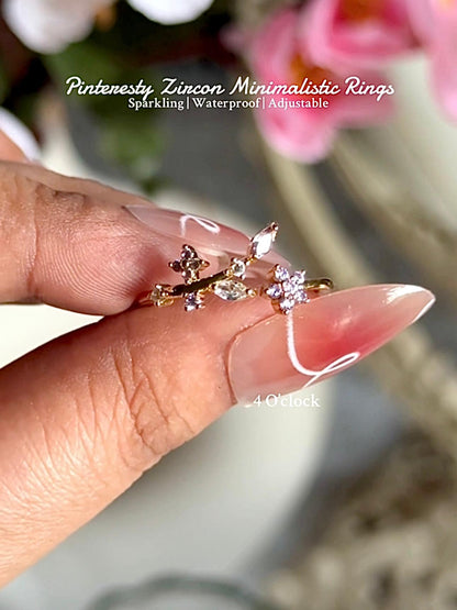 R37: Stainless Steel Zircon Minimalistic Finger Ring: Lavender Bloom (1pc) (With box)✨
