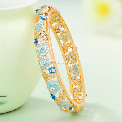 ✨🏰VC26: Cloisonné Vintage Victorian Bangles : Blue 🌸🕯️