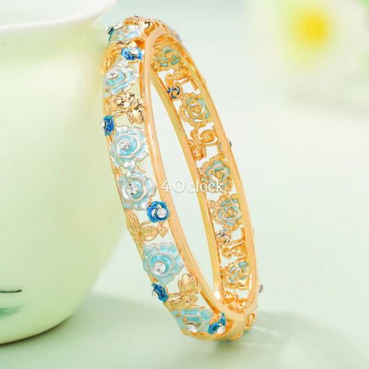✨🏰VC26: Cloisonné Vintage Victorian Bangles : Blue 🌸🕯️