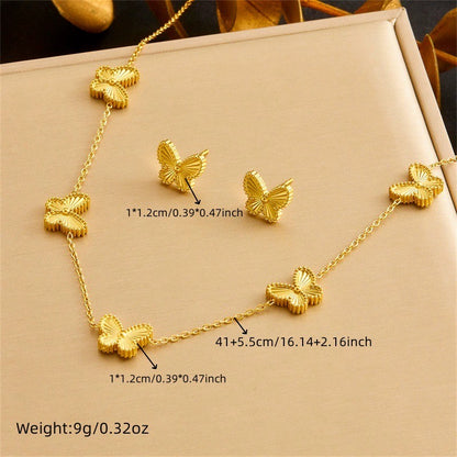 CS16: 18K Gold Plated Premium Stainless Steel Charm Necklace Set