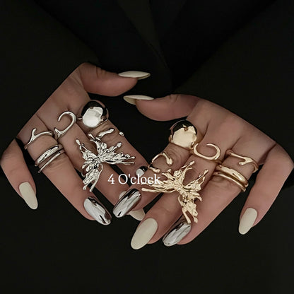 ✨RS111: Maximalistic Finger Ring Sets (Golden) - 6pcs (Adjustable-Non adjustable mixed sizes)