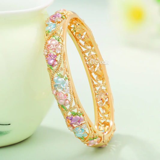 ✨🏰VC08: Cloisonné Vintage Victorian Bangles : Powder Blue 🌸🕯️