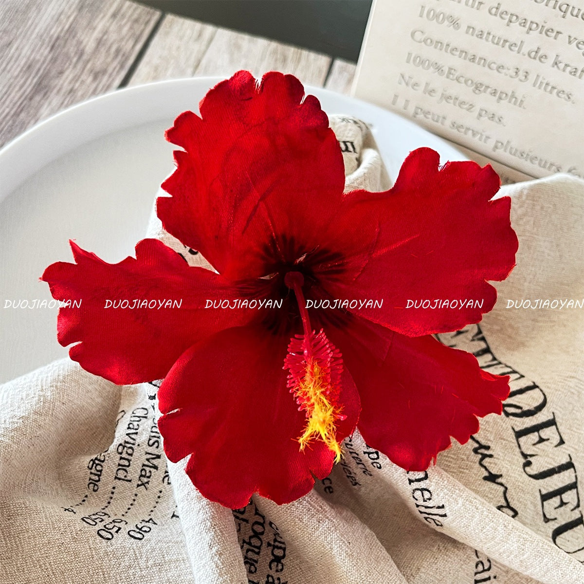Hibiscus Flower Side Hair Clip: Red