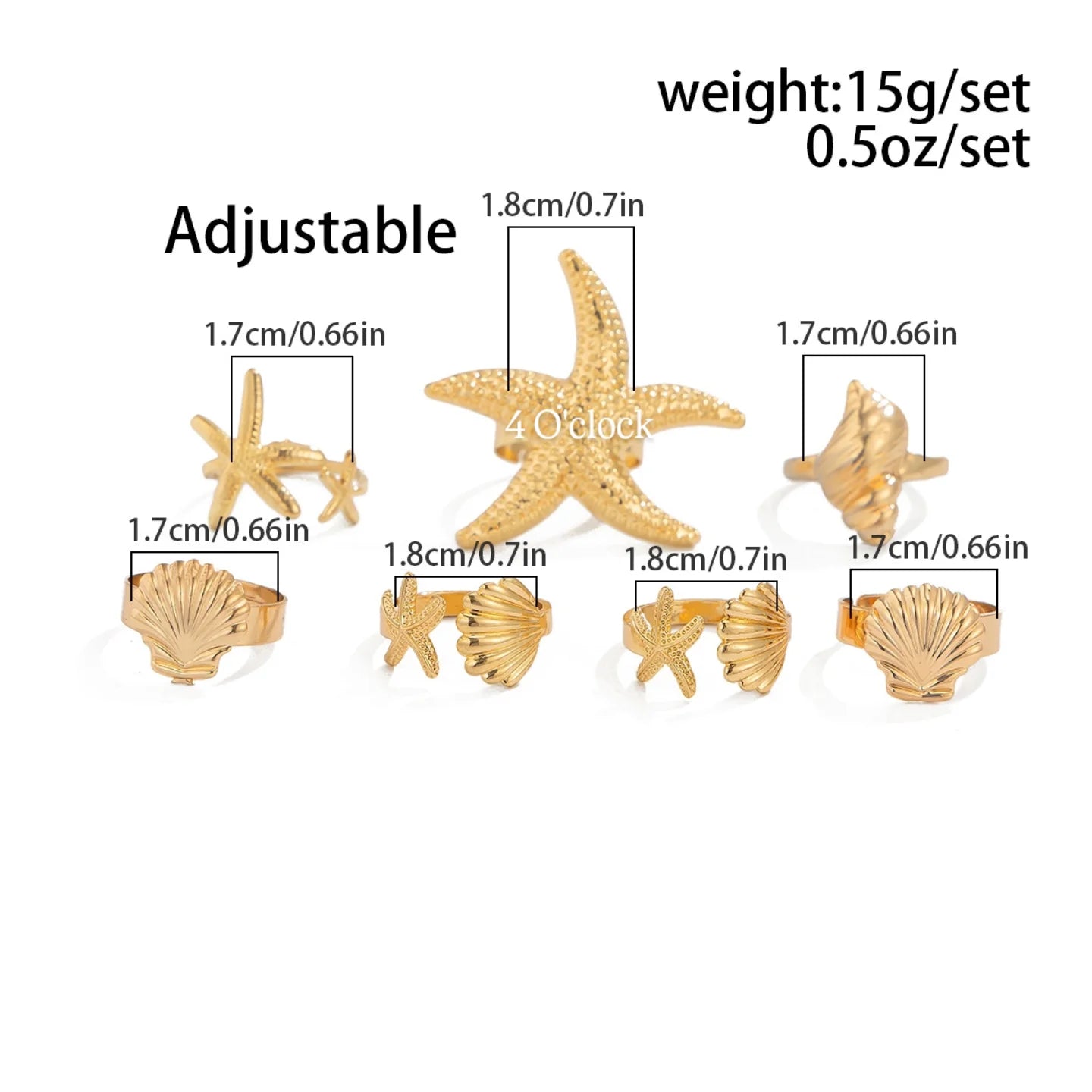 ✨RS96: Maximalistic Finger Ring Sets (Golden) - 7pcs (Full set adjustable)