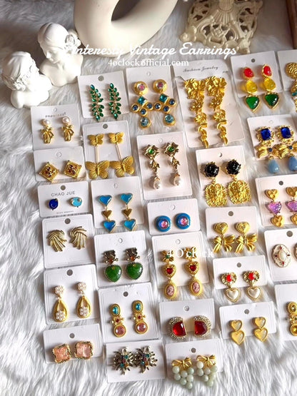 Vintage Earrings: Deep Ocean Heart