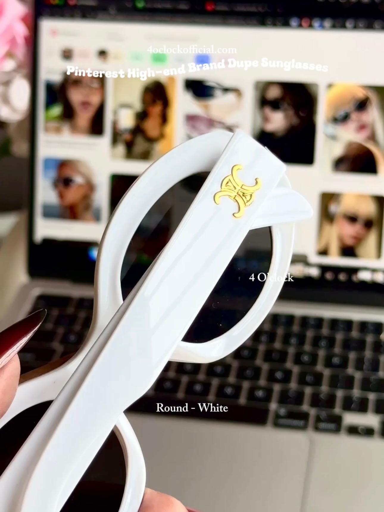 S13: Pinteresty High-End Brand Dupe Round Sunglasses - White (with box)