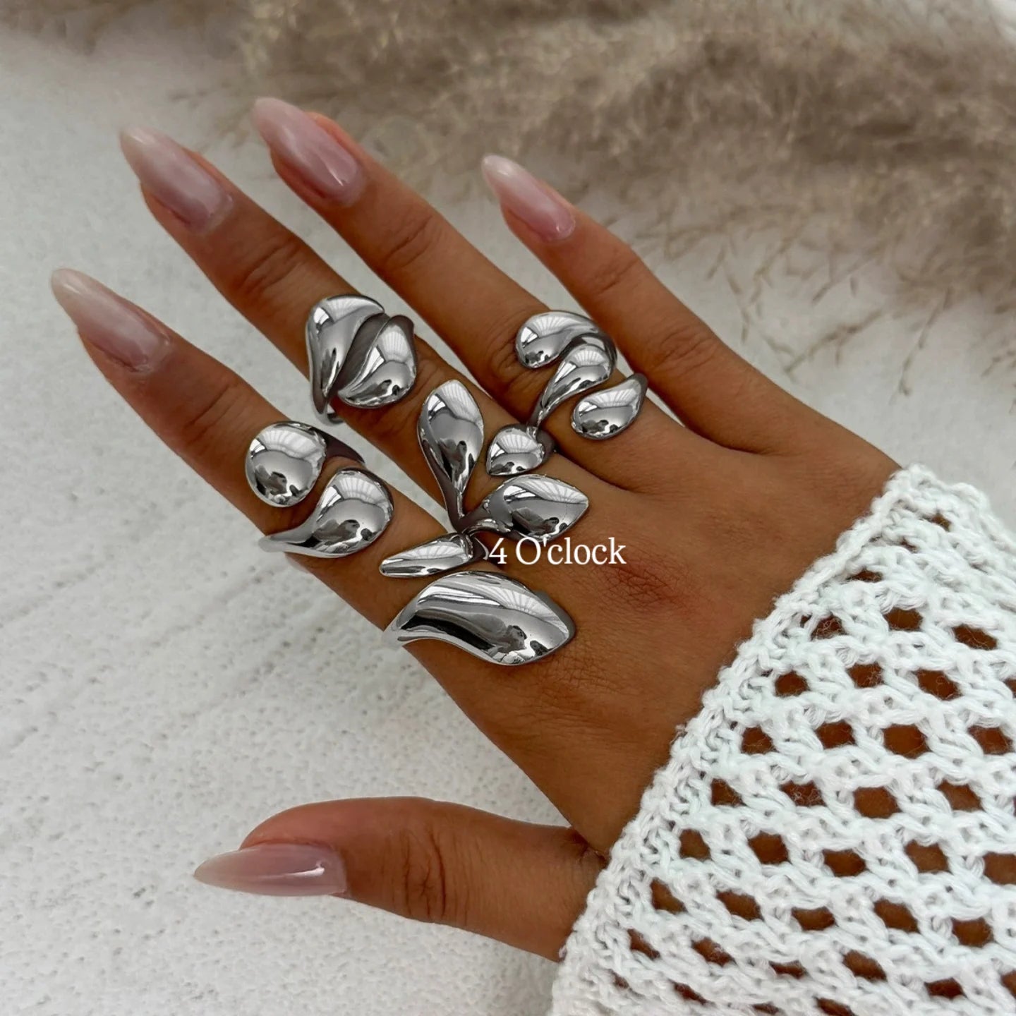 ✨RS104: Maximalistic Finger Ring Sets (Silver) - 5pcs (Full set adjustable)