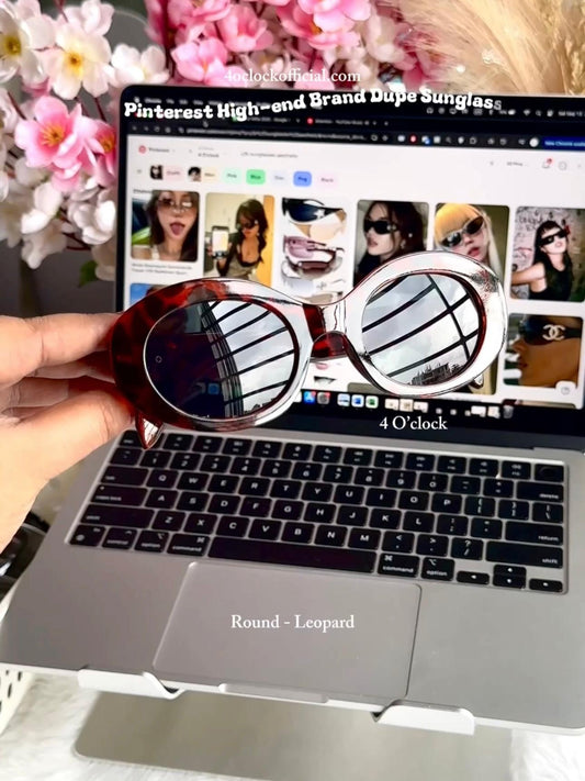 S14: Pinteresty High-End Brand Dupe Round Sunglasses - Leopard + Brown (with box)