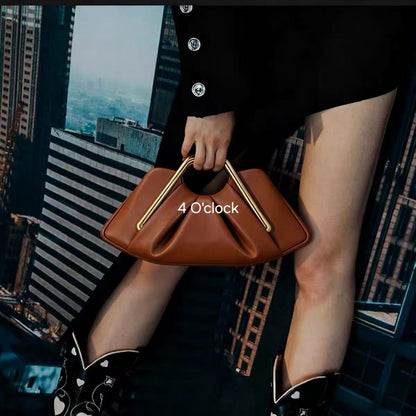 Metal Frame Handbag: Brown