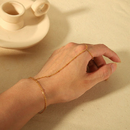 RB01: Stainless Steel Zircon Handchain: Gold Dot