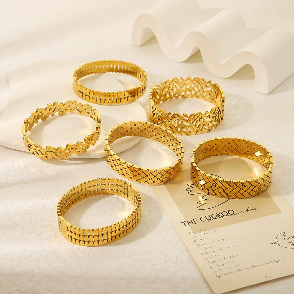 CB03: 18k Gold Plated Premium Stainless Steel Cuff Bangles