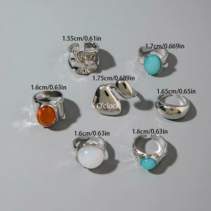 ✨RS78: Maximalistic Finger Ring Sets (Silver) - 7pcs (Full set adjustable)