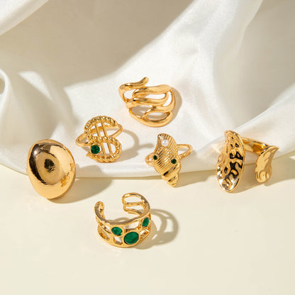 ✨RS42: Maximalistic Finger Ring Sets (Golden) - 6pcs (Adjustable-Non adjustable mixed sizes)