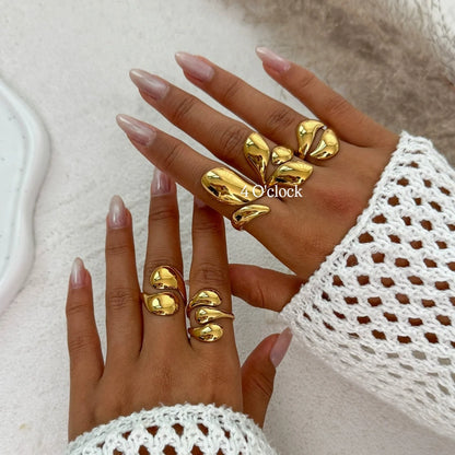 ✨RS103: Maximalistic Finger Ring Sets (Golden) - 5pcs (Full set adjustable)
