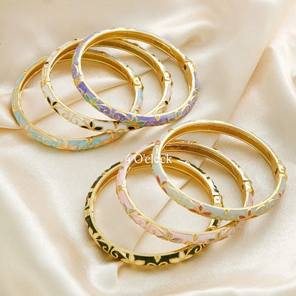 ✨🦢VC125: Vintage Victorian Enamel Bangles : Frosty Aurora 🌸🕯️