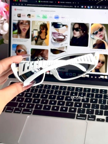 S02: Pinteresty Y2k Sports Sunglasses - Black +  Silver (with box) Unisex