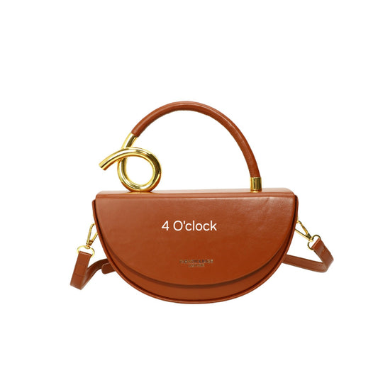 Half Moon Leather Handbag: Brown
