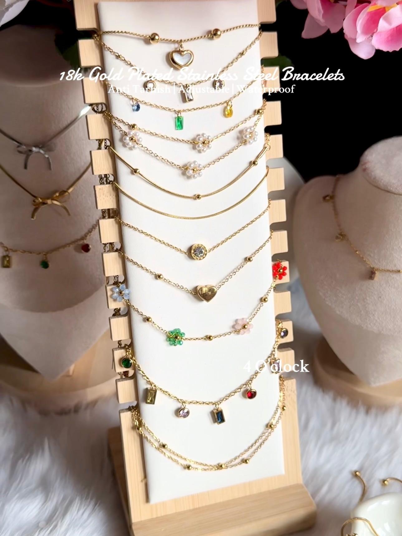 B05⚜️18k Gold Plated Stainless Steel Bracelet: Pearl Flower (Single)✨