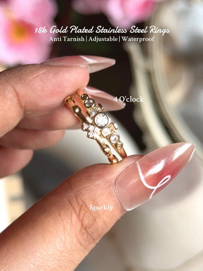 💍18k gold plated Stainless steel Finger rings: Sparkly✨
